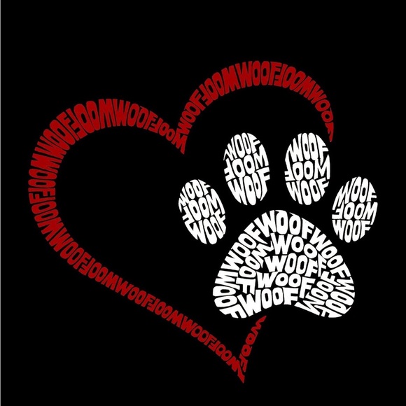 Black T-Shirt with Red Heart and Paw Print - Picture 2 of 3